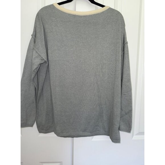 VENUS size XL Peace sign Grey Pull over Sweater Boho - Picture 5 of 6